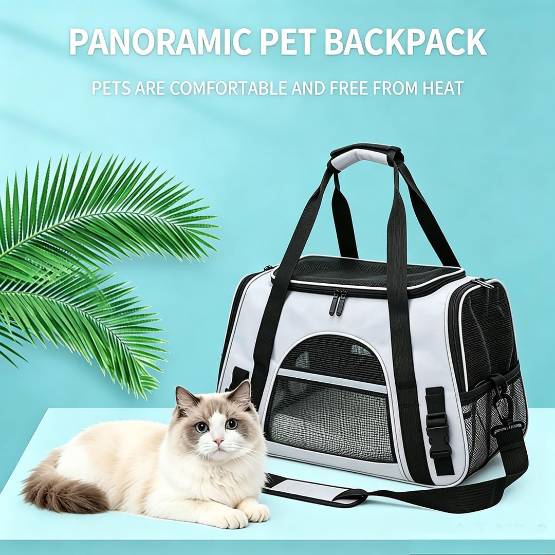 Cat Carrier Bag, Airline Approved Soft Carrier for Cats & Small Dogs – Essentials for Cats - Black With Gray - image 4