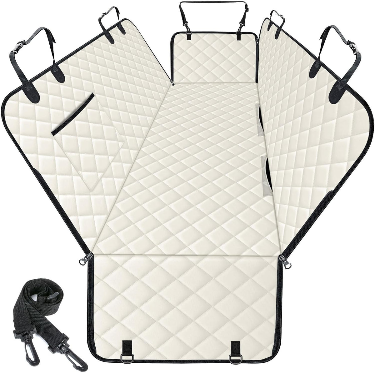 Waterproof Dog Car Seat Cover for Back Seat, Pet Hammock, L - Beige,Black / Large,Standard