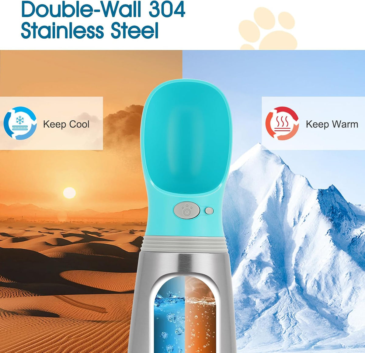 Portable Dog Water Bottle - Button switch / 24 OZ - Blue - image 3
