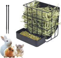 2PCS Rabbit Hay Feeder Guinea Pig Hay Feeder with Heavy-Duty Metal - 1 piece Small / Black