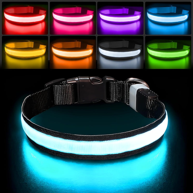 PcEoTllar Light up Dog Collar, Safe for Night Walking - Black / M(15 inch-19.7 inch)