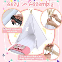 Windyun 4 pack kids sleepover teepee tents with air mattresses, blankets and star lights - view 7