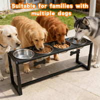 Elevated Dog Bowls, Metal Raised Dog Bowl Stand with 2 Thick 58oz Stainless Steel Food Bowls - Black-58oz x 4 / Height: 8.8-14" - image 3