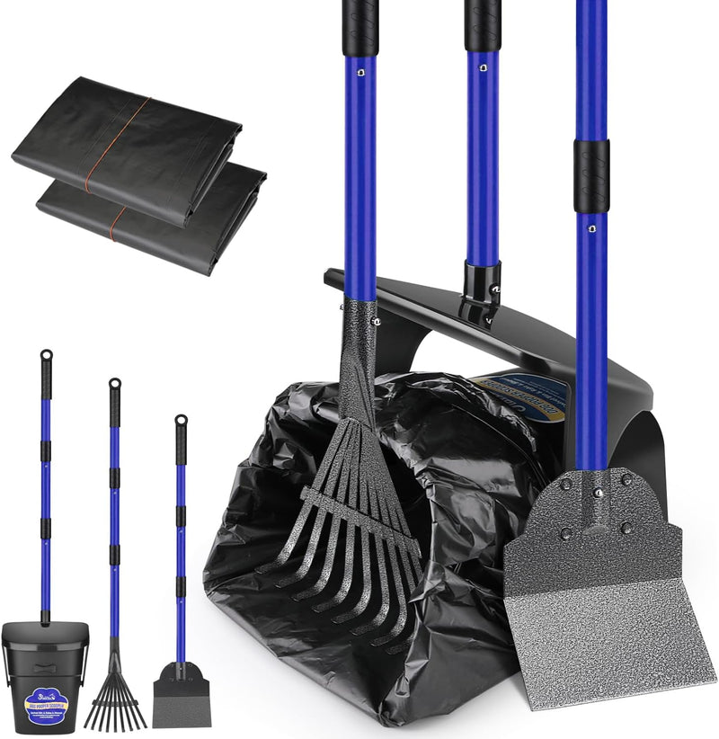 SlowTon Dog Pooper Scooper - Blue / X-Large 6L Bin+20 Waste Bag