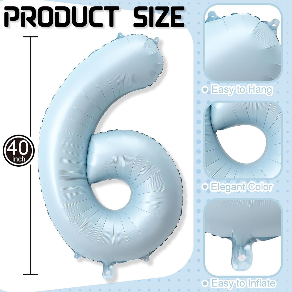 40'' Purple K-pop Number 5 Balloon for Girl 5th Birthday Party - Baby Blue / Number 6 - XXL - image 2