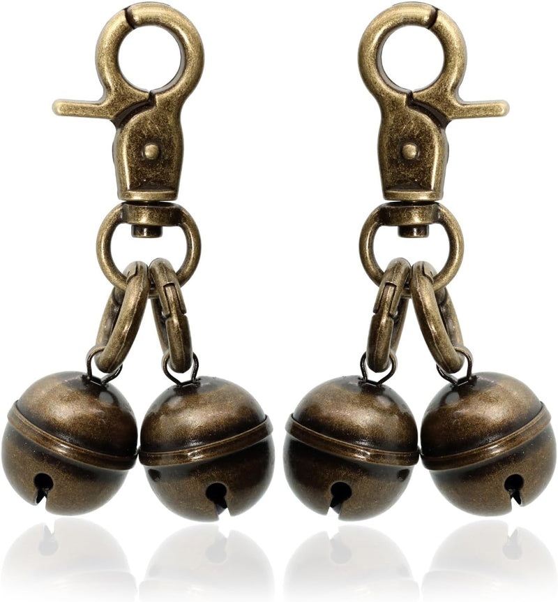 Copper Bells for Dog Collars with Snap Clips - Lobster Clasp (for Medium & Large Dogs)