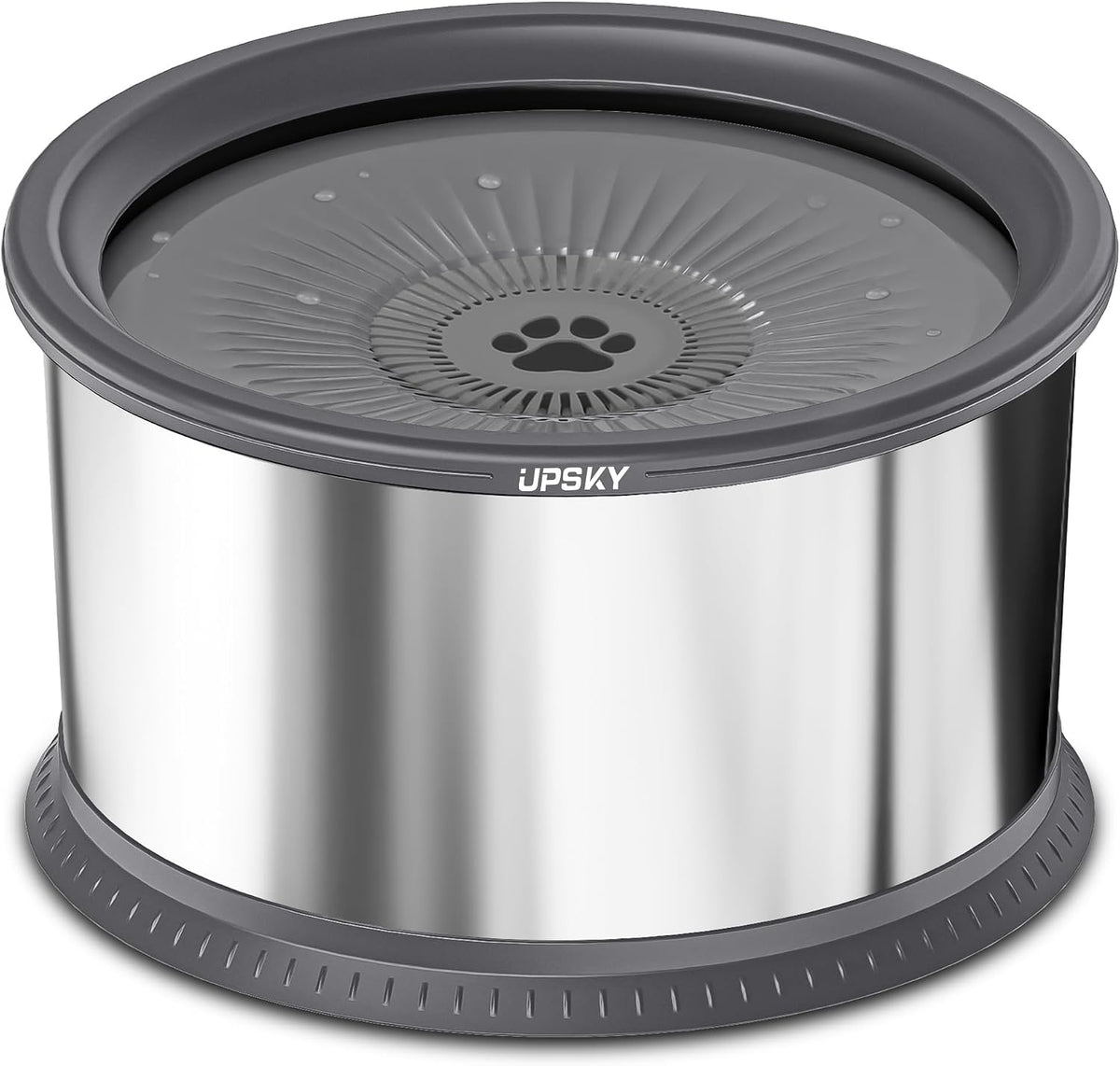 UPSKY 6.5L No Spill Dog Water Bowl Stainless Steel with Anti-Slip Mat – Essentials for Dogs - A.6.5L / A-Grey