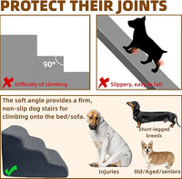 Dog Stairs to high beds, 3-step dog stairs for dogs to get on bed couch high 16"-20 inch, dog pet stairs for small large dogs cats climbing to bed, Non-Slip balanced doggy Grey (23.7*15.8*15.8 IN 33D)