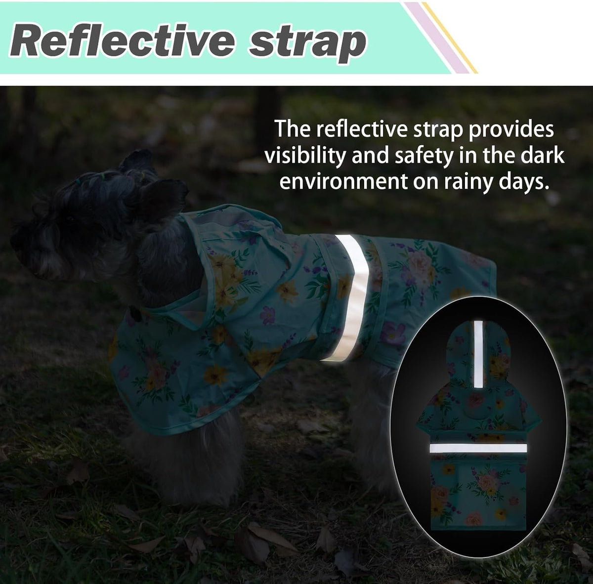 Dog Raincoat Hooded Slicker Poncho with Leash Hole - S:10-15lbs / Flower Green - image 4