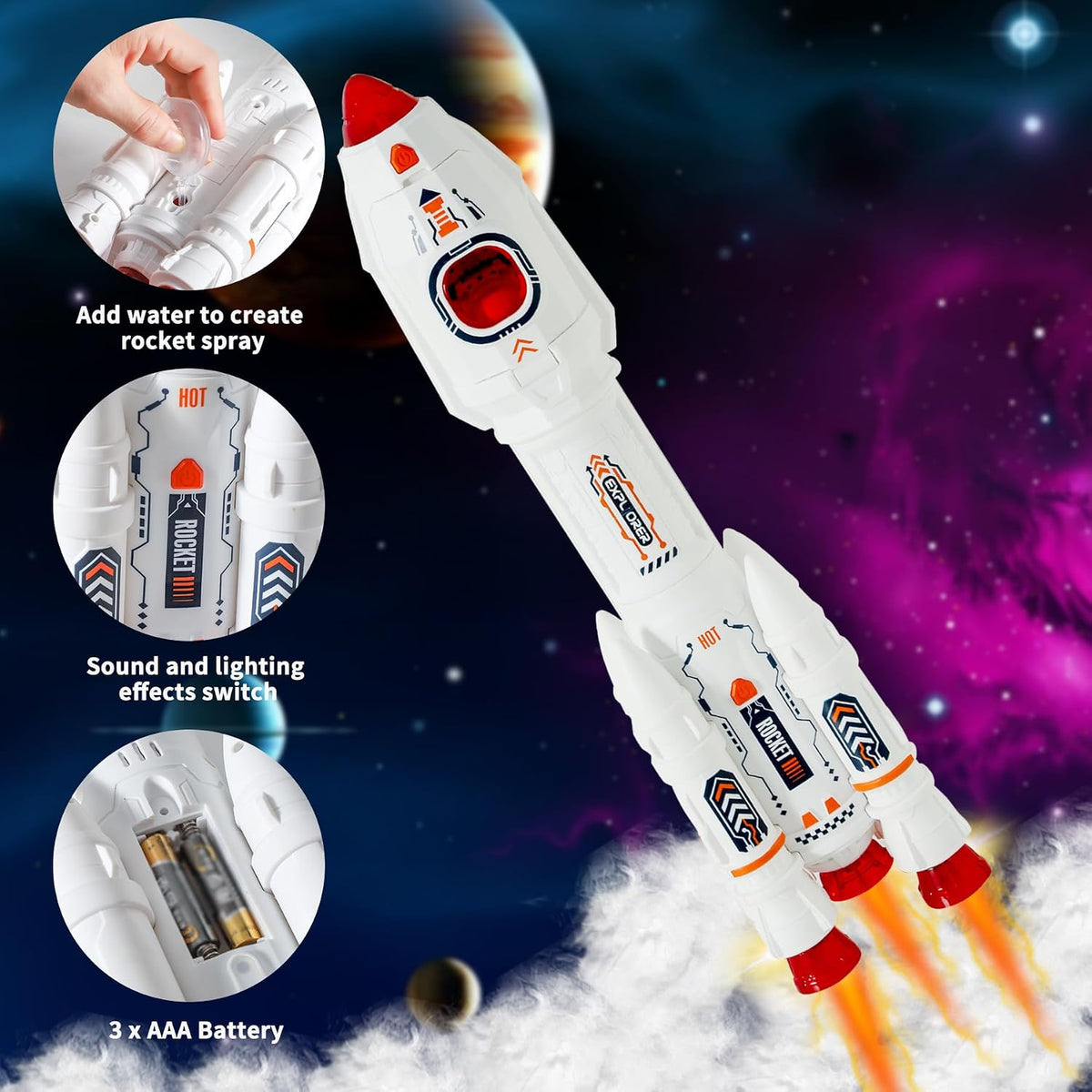 Wbzle space capsule rocket toy with lights, sound and astronaut figure - view 9