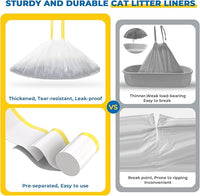 KONE Cat Litter Box Liners, 26 Count Extra Durable Large Drawstring Kitty Litter Pan Bags, 30" x 17"