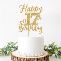 Happy 83rd Birthday Cake Topper - happy 17th birthday / Gold Glitter - image 3