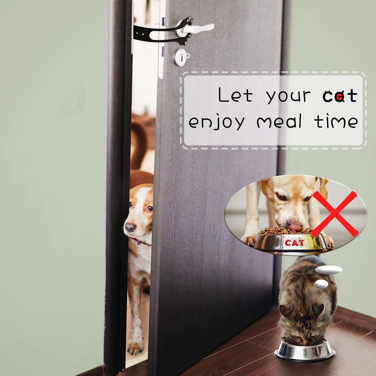 Cat Door Latch Holder, 8 Adjustable Sizes Flexible Cat Door Stopper – Essentials for Cats - 1*white+1*black - image 2