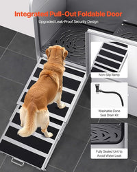 VEVOR Professional 304 Stainless Steel Dog Bathing Station, 50 inch Pet Grooming Tub w/Anti-Slip ramp, Storage Drawer, Cold Hot Faucet Showerhead, for Large & Medium & Small (Left Door, with Drawer)