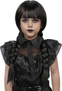MUPUL kids long black braided wig with bangs for Halloween costumes - view 24