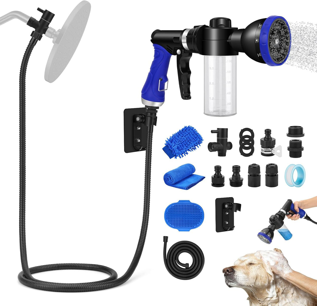 Dog Shower Attachment Water Hose Nozzle Sprayer Set – Essentials for Dogs - Dog Shower Attachment