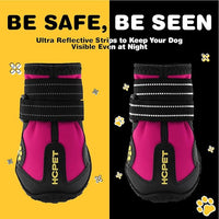 Hcpet Dog Shoes, Dog Boots for Large Dogs, Waterproof Dog Booties Paw Protector for Summer Hot Pavement, Winter Snowy Day, Outdoor Walking, Indoor Hardfloors Anti Slip Sole Pink Size 8
