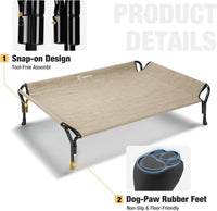 Veehoo Cooling Elevated Dog Bed - Beige Coffee / 39.5"L x 28.0"W x 12.0"Th - image 4