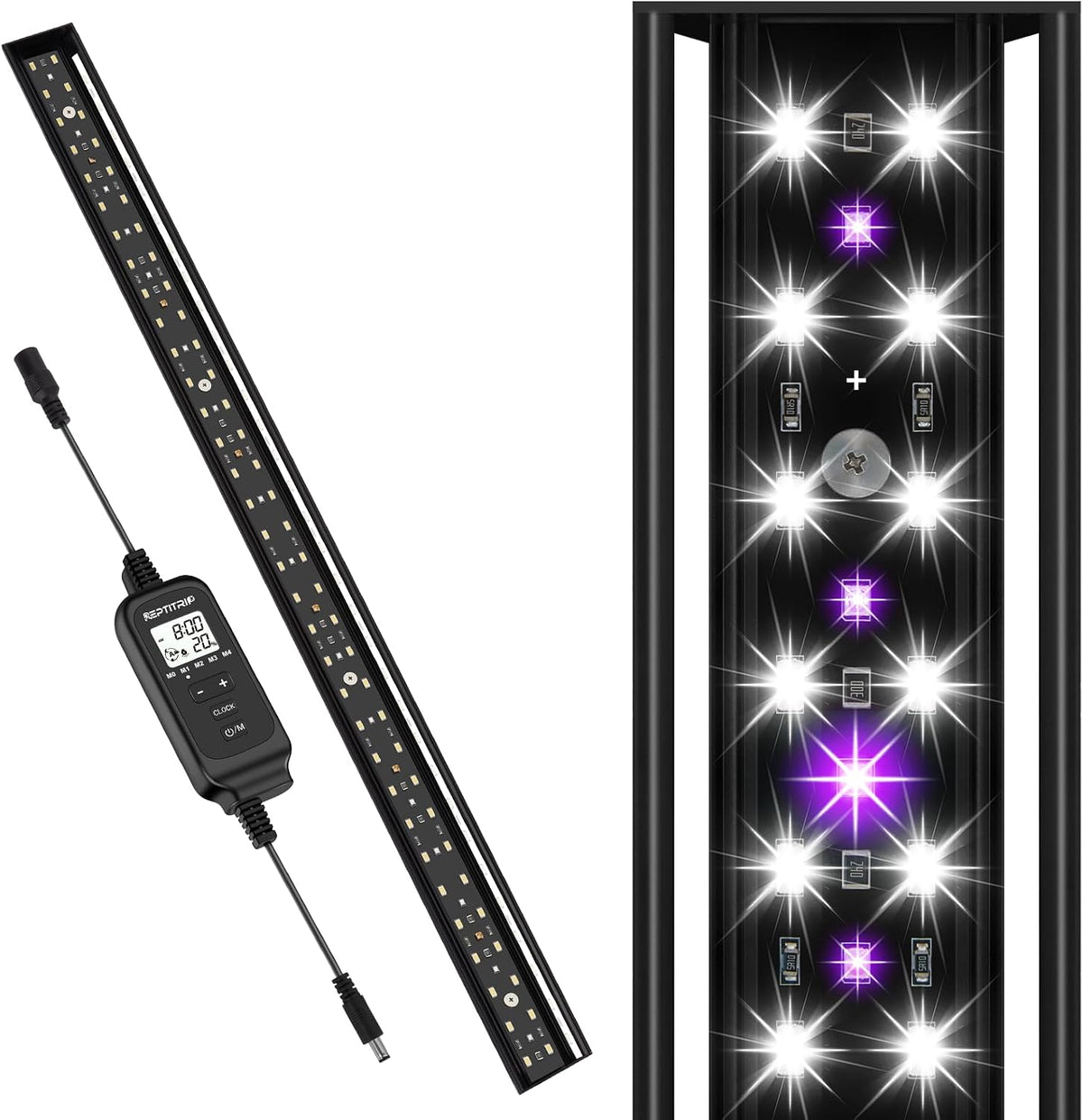 16-Inch LED UVB Reptile Light with Auto On/Off & Preset Day-Night - 27-INCH