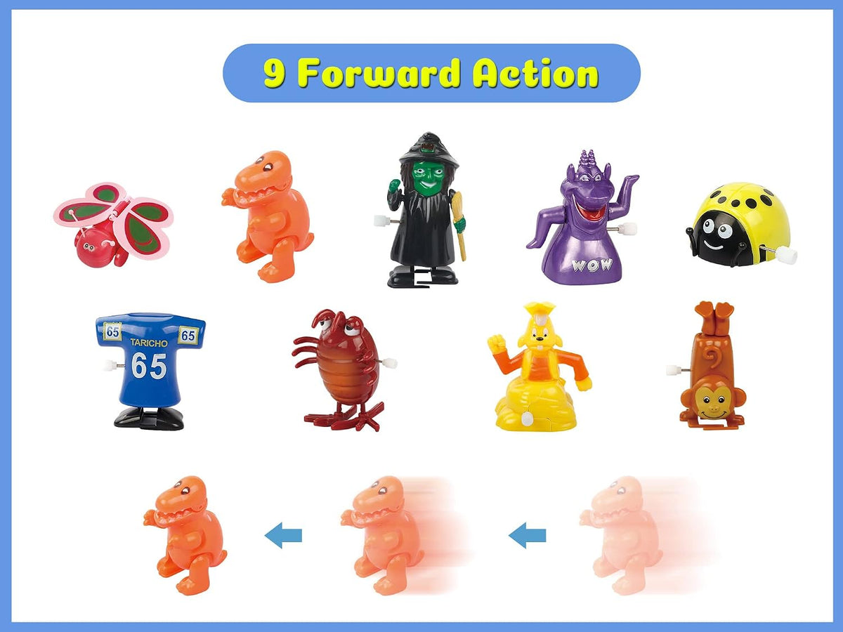 aruemp assorted wind up toys for kids, 28 clockwork animals, vehicles and holiday figures - view 3
