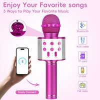 Kids Karaoke Microphone, Wireless Bluetooth Toy Microphone Christmas Gift – Fun for Kids & Family - Rose Red - image 3