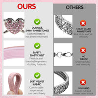 BINGPET Diamond Cat Collar with Bell, Adjustable Kitten Collar - Pink & Black(Heart) / Neck Girth 8"-10" - image 3