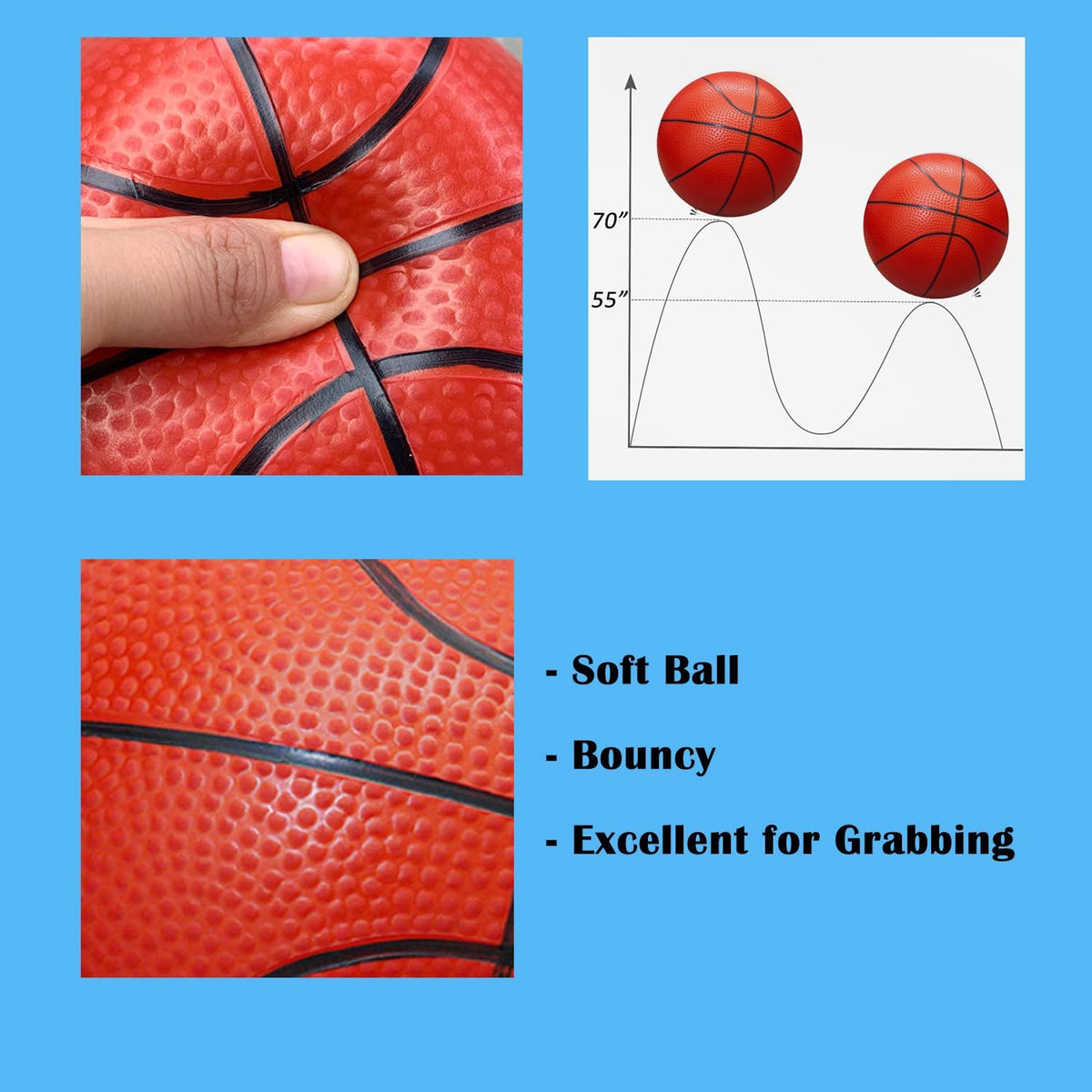 ABAJI 5 inch mini rubber basketball for kids with hand pump and needle - view 14