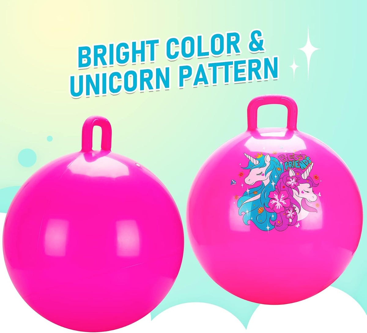 U&C Planet Hopper Ball, 18In Bouncy Ball with Handle for Kids Ages 3-6 – Fun for Kids & Family - 5-9 Years / Pink Unicon - image 4