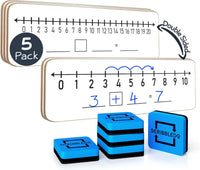 SCRIBBLEDO Dry Erase Number Line Board 12x4 Double Sided 10 Set - 5 Pack with Erasers