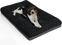 POCBLUE Deluxe Washable Dog Bed for Large Dogs Dog Crate Mat 35 Inch - 23.0"L x 17.0"W x 3.5"Th / Black