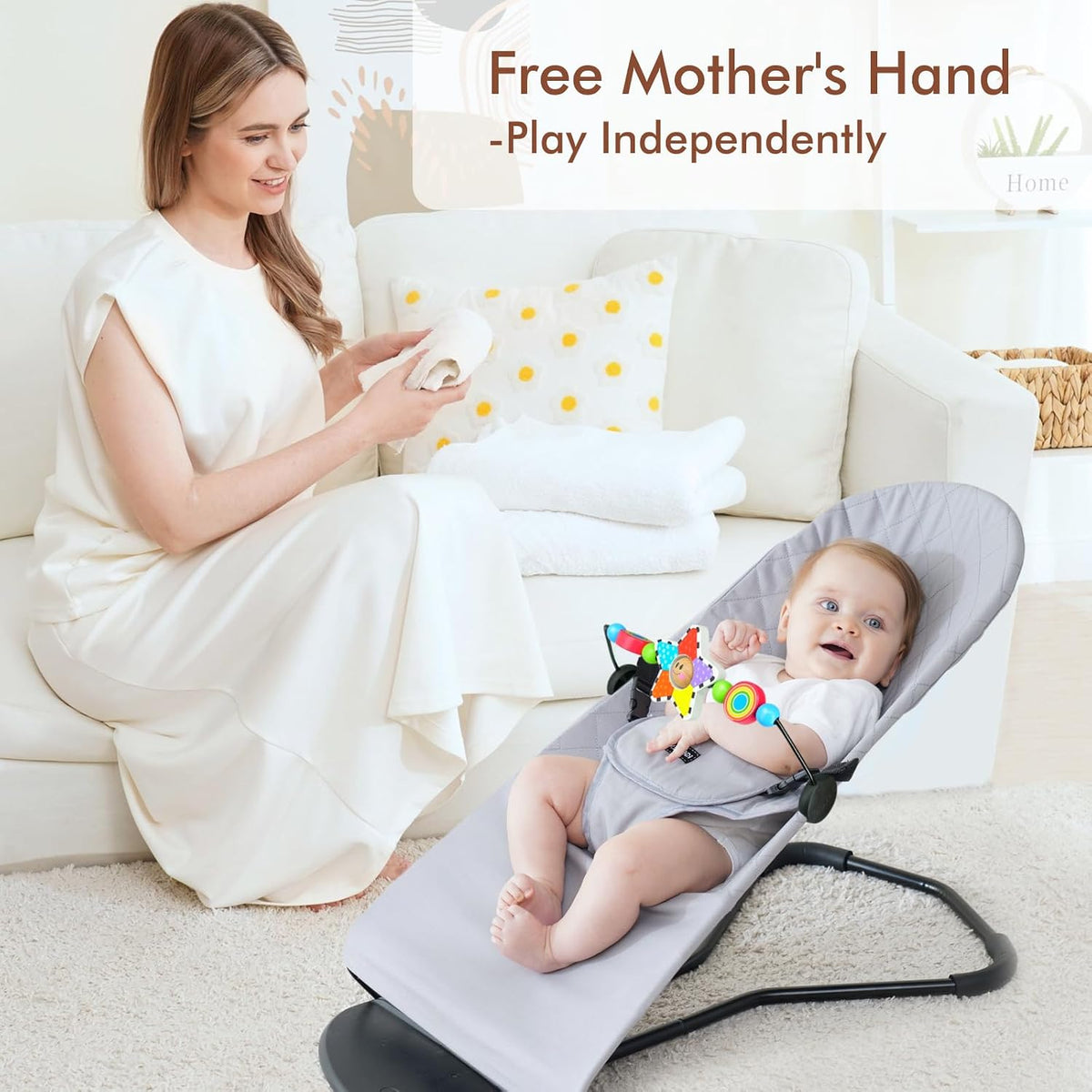 iGRATENS wooden baby bouncer toy bar with black and white pendants - view 16