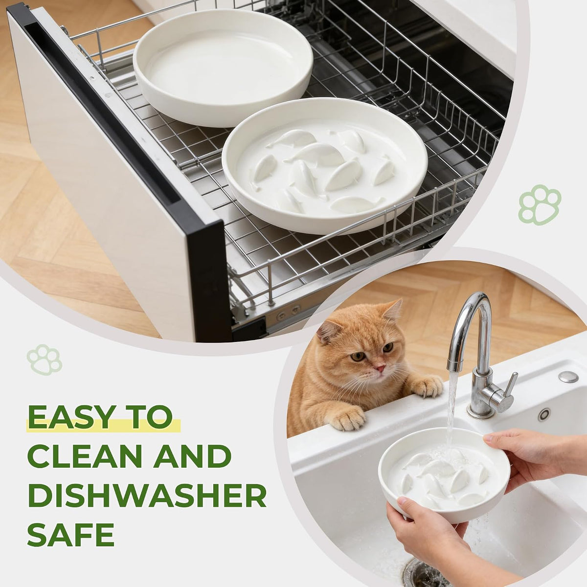 Ceramic Slow Feeder Cat Bowl 6.3" Wide – Essentials for Cats - Raised Flat Bowl & Slow Feeder Bowl - image 4
