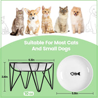 Ceramic Cat Bowls, Raised, Whisker Friendly - raised dish,1 pack / fishbone - image 3