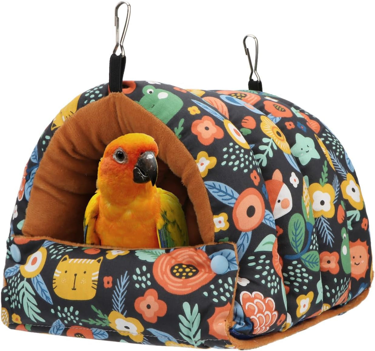Wontee Bird Nest House Winter Warm Snuggle Hut Bird Bed Hanging - Large / Black