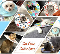 Cat Cone Collar 2pcs Adjustable Protective Collar for Pet Cat Recovery, Wound Healing (A-Milk, M+L)