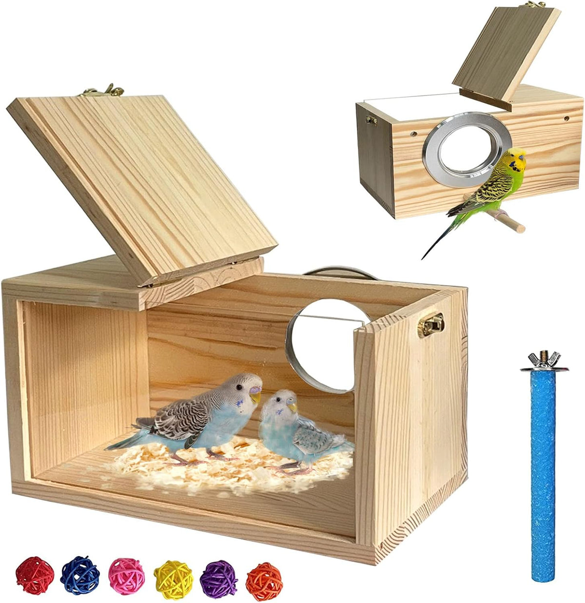 Transparent Parakeet Nesting Box - S: 7.67"x4.72"x4.72": 