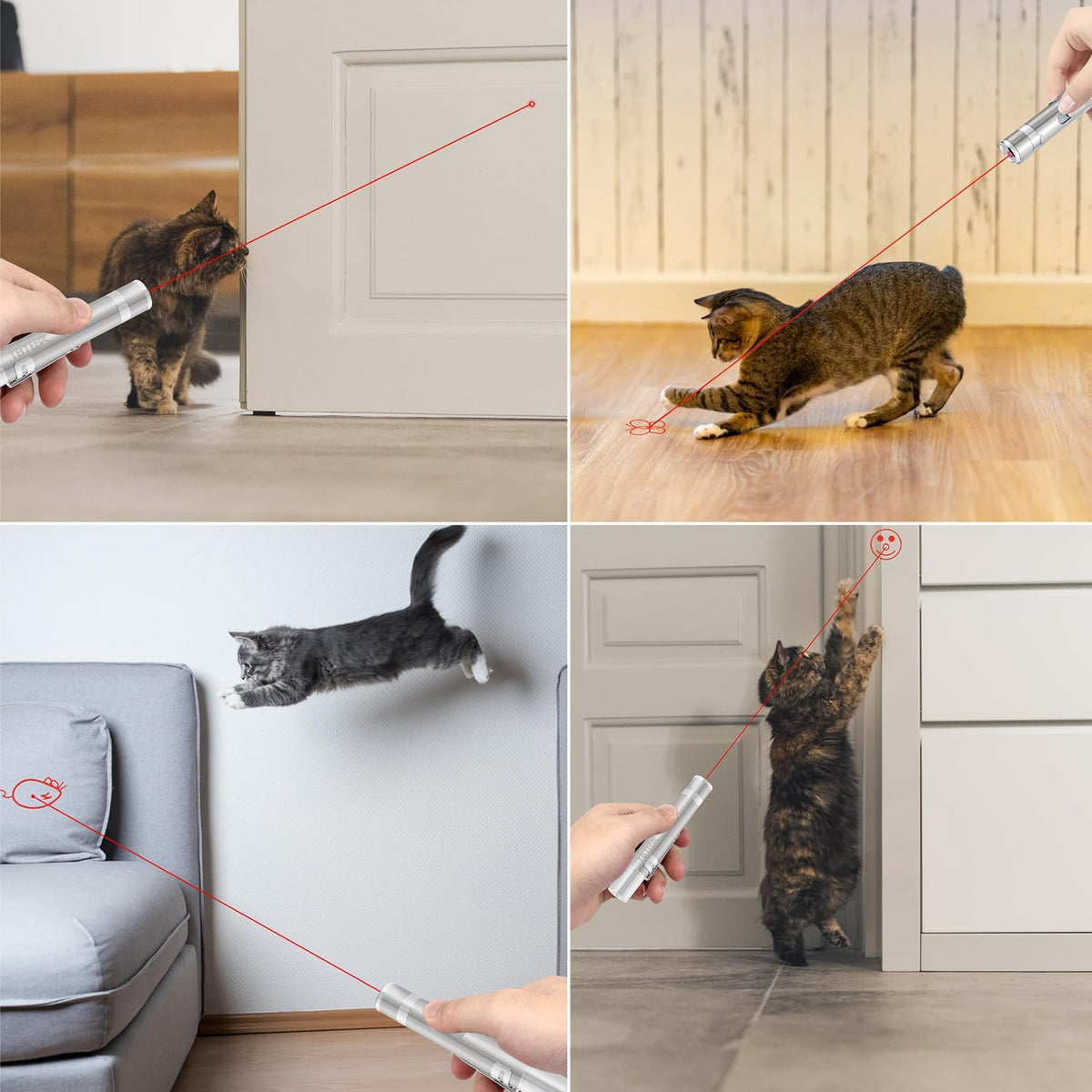 TBTeek Cat Toys, Rechargeable, 3 Light Modes & 5 Fun Patterns – Essentials for Cats - 2pcs red light - image 2