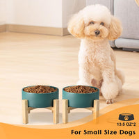 SPUNKYJUNKY Ceramic Elevated Dog Bowls 2 Pack - Small - 1.7 CUPS*2 / Green - image 4