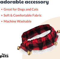 Huxley & Kent Ruff Pet Scrunchy | Buffalo Check (Extra-Large) | Festive Christmas/Holiday Neckwear for Dogs/Cats | Fun Stretchable Costume Accessory | Soft Collar with Bells