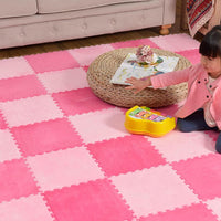 Typutomi 12 piece plush puzzle foam floor mat in rose red and pink interlocking tiles - view 18