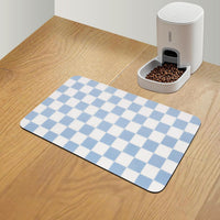 CooRug Checkered Dog Food Mat, Pet Feeding Mat 20" L x 12" W - Blue / 20"L x 12"W