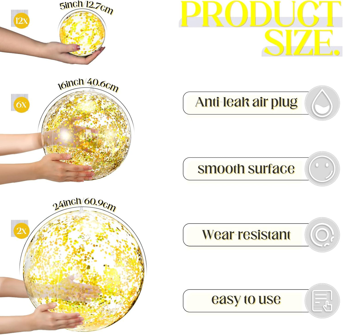 Sratte clear inflatable beach balls in 24, 16 and 5 inch sizes - view 20