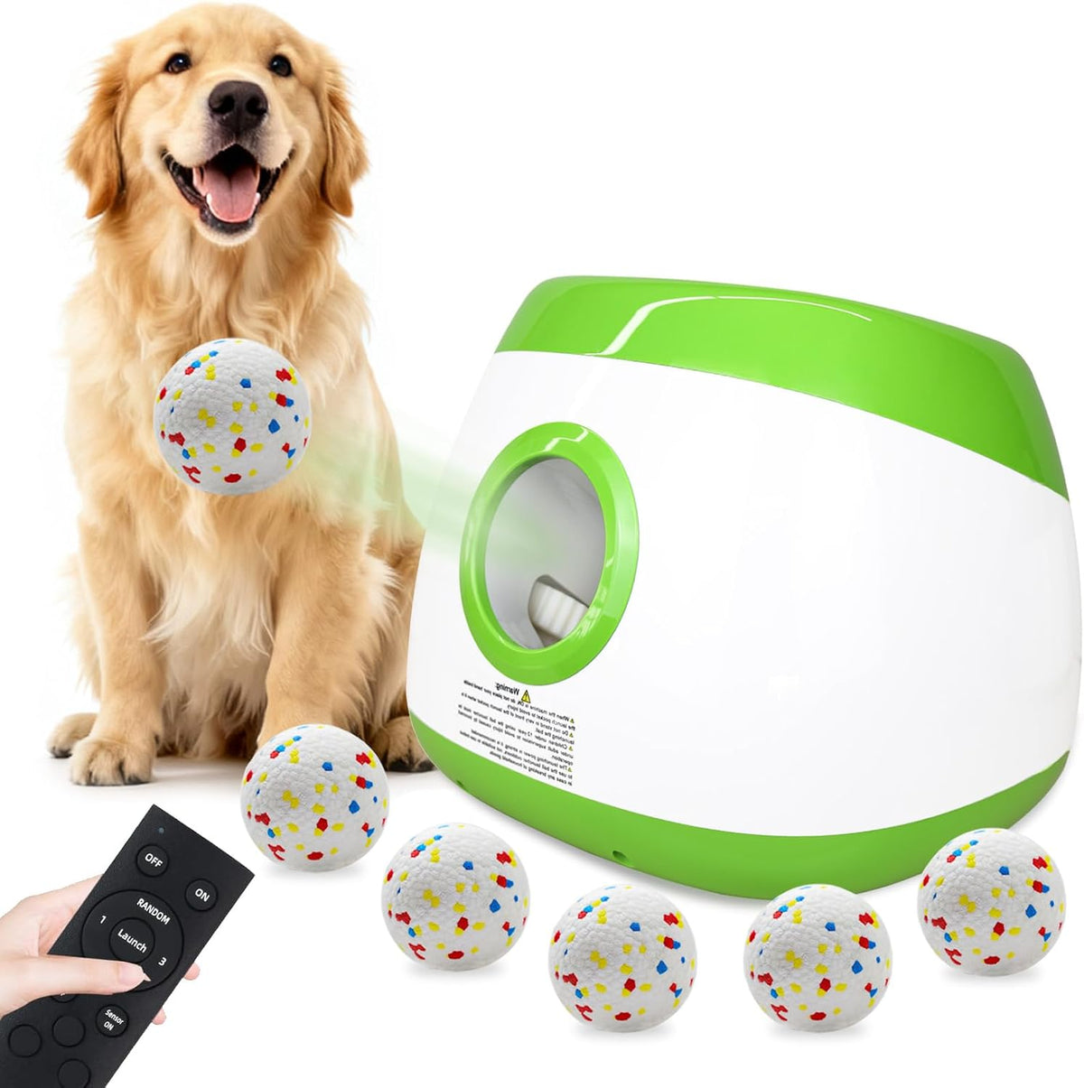 MEKAPLE Automatic Dog Ball Launcher - Lime Green
