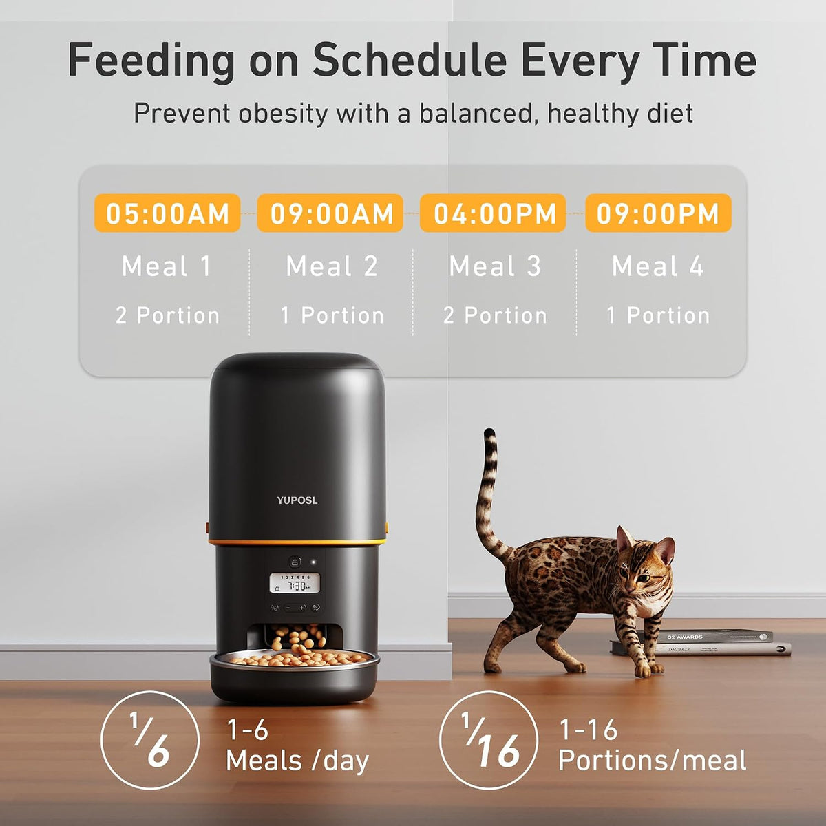 Automatic Cat Feeder, Over 180-day Battery Life - 4L-Black / Basic - image 3