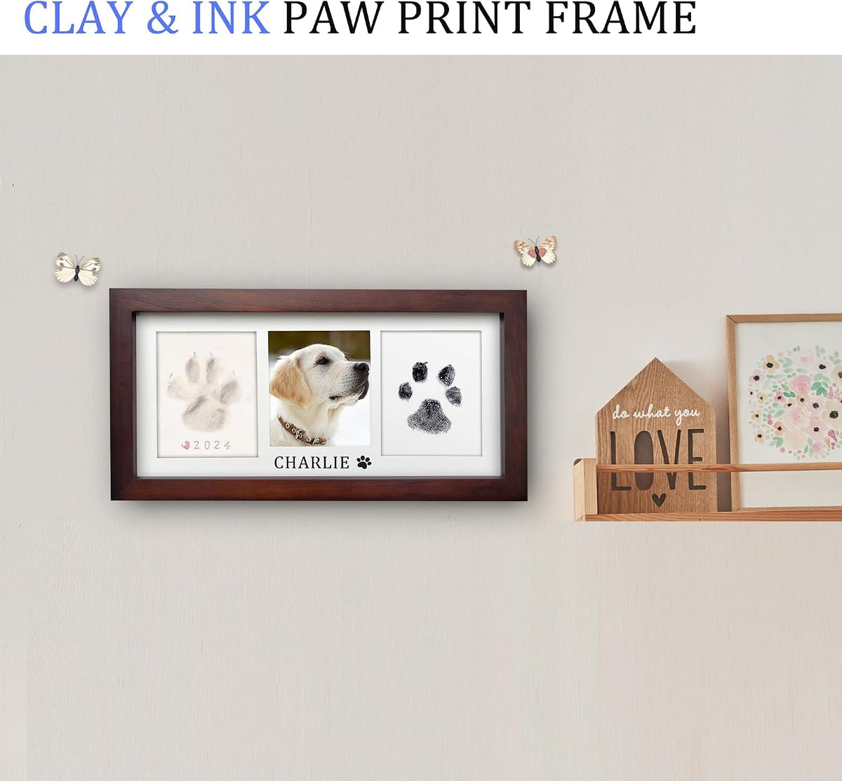MYPAWLETS Paw Print Frame Kit, Dog/Cat Pawprints Keepsake - Espresso - image 2