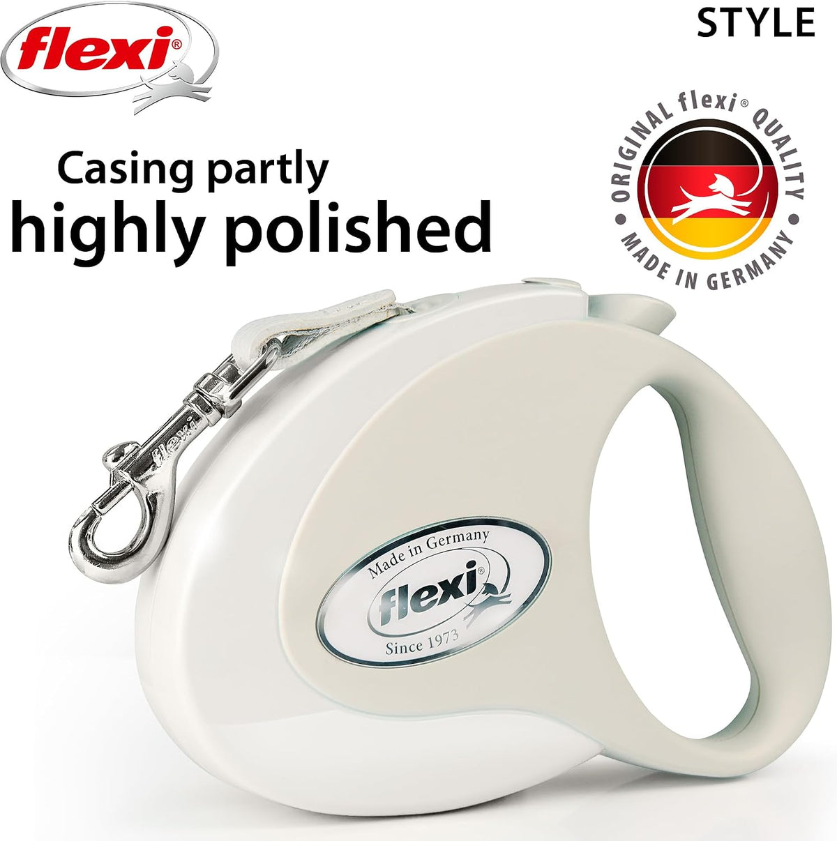 FLEXI Giant Tape Retractable Dog Leash - White/Grey / 16 ft (Medium) - image 4