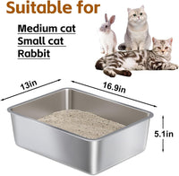 Stainless Steel Litter Box - M-17''×13''×5.1" - image 2