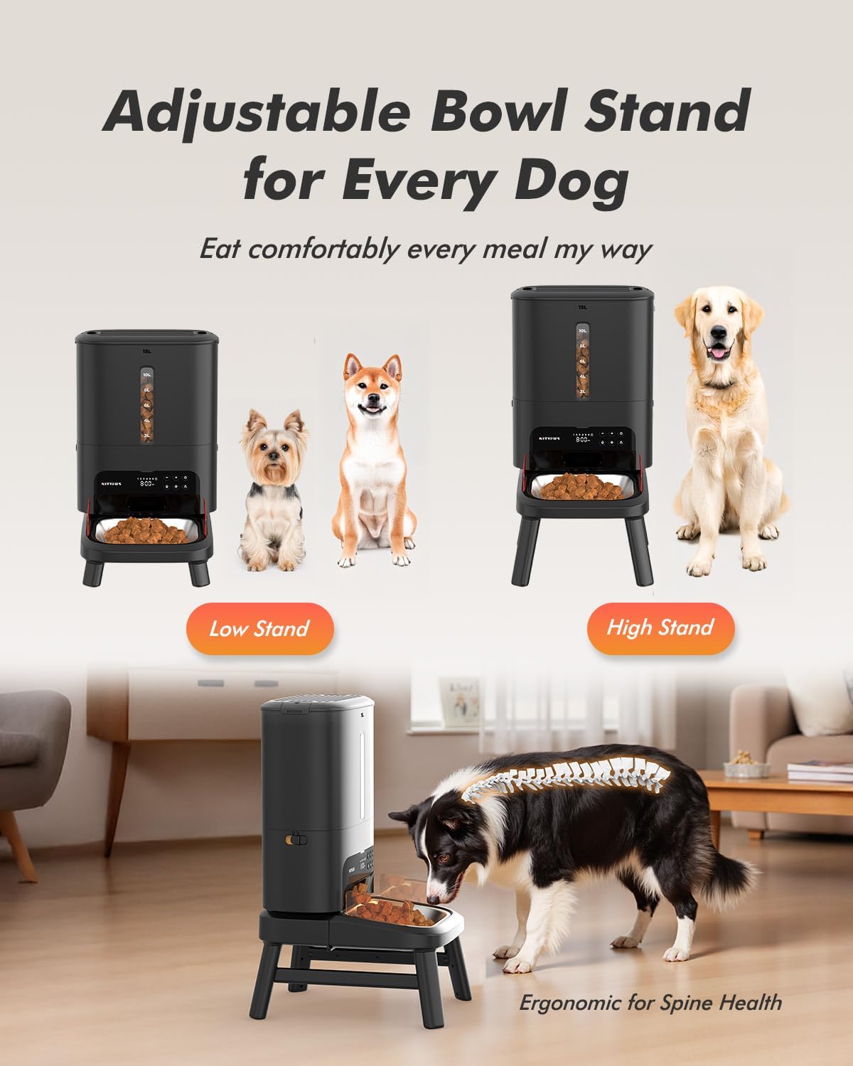 Automatic Dog Feeder for Large Breed, Elevated Stand - Standard - image 4
