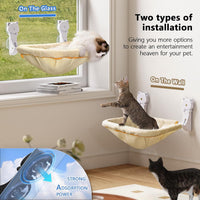 Cat Window Perch Cordless, Foldable & Stable Cat Beds - Faux Rabbit Fur-Large / Cream - image 3