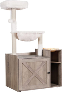 Hey-brother Cat Tree Tower - L (28.3"×17.7"×48.0") / Rustic Gray